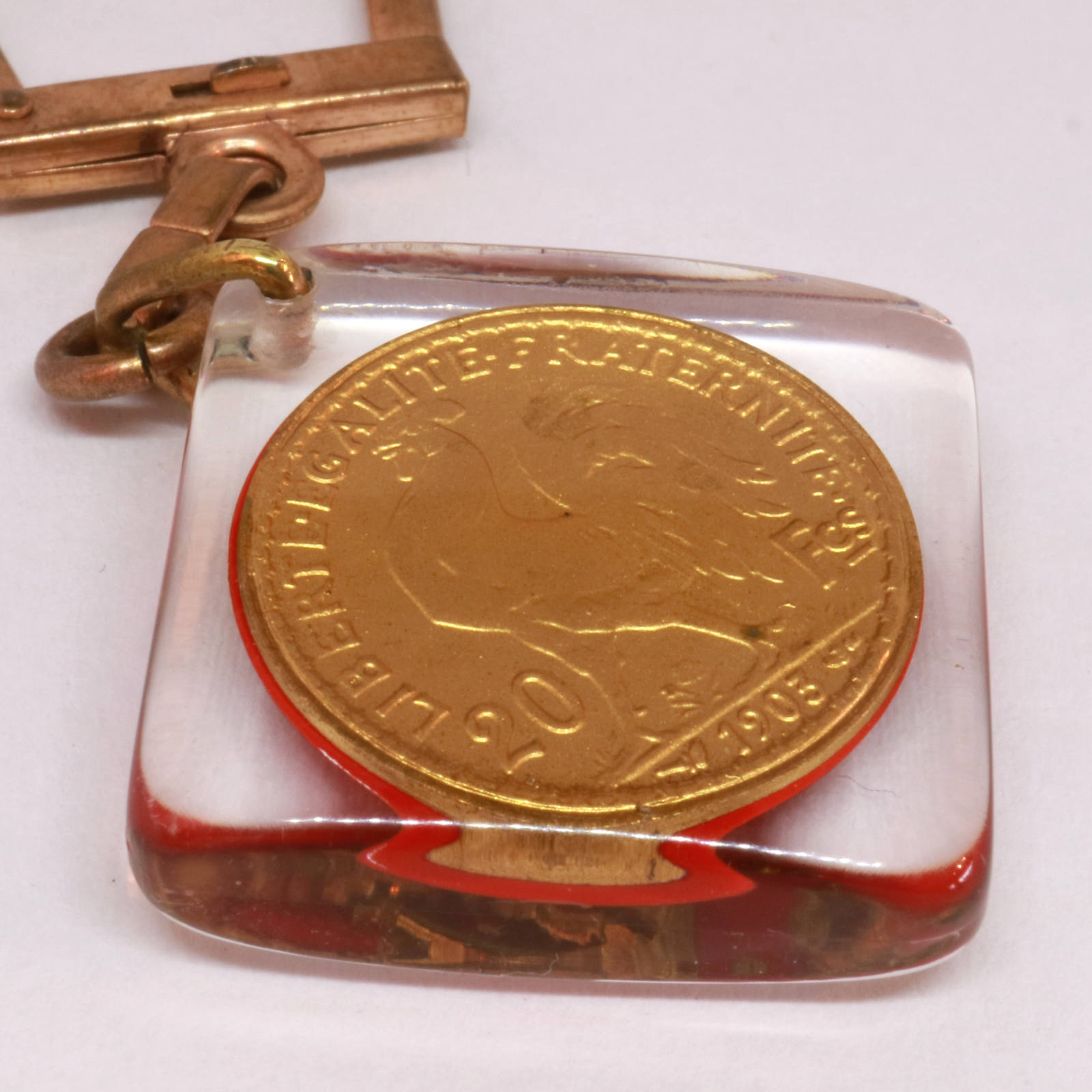 60s　フレンチキーホルダー　ブルボン　EDF　20フラン金貨　コイン 60s フレンチキーホルダー ブルボン EDF 20フラン金貨 コイン